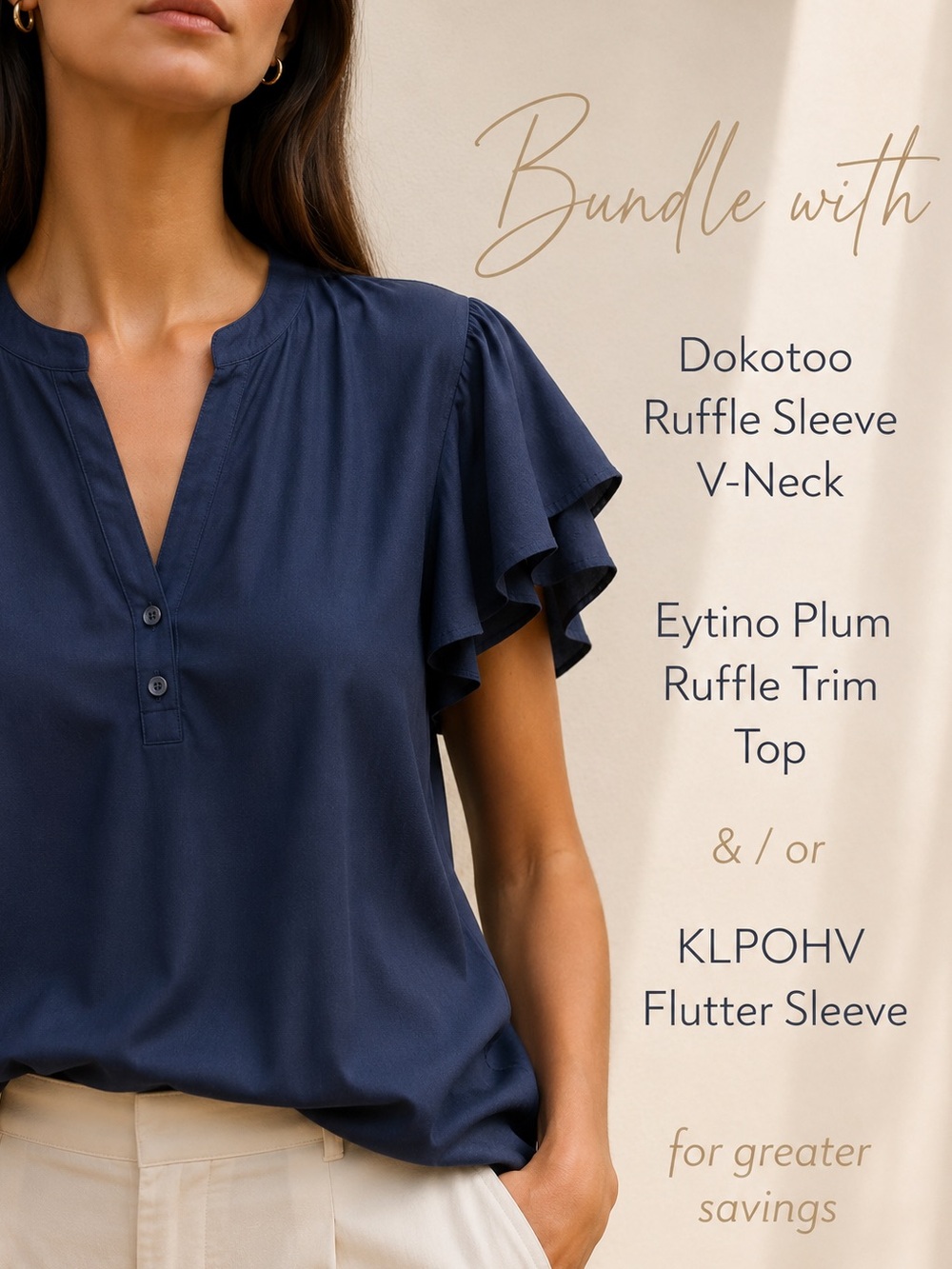 STEAL! NWT ANRABESS Blue Ruffle Sleeve V-Neck Blouse – XL - Stylish Comfortable